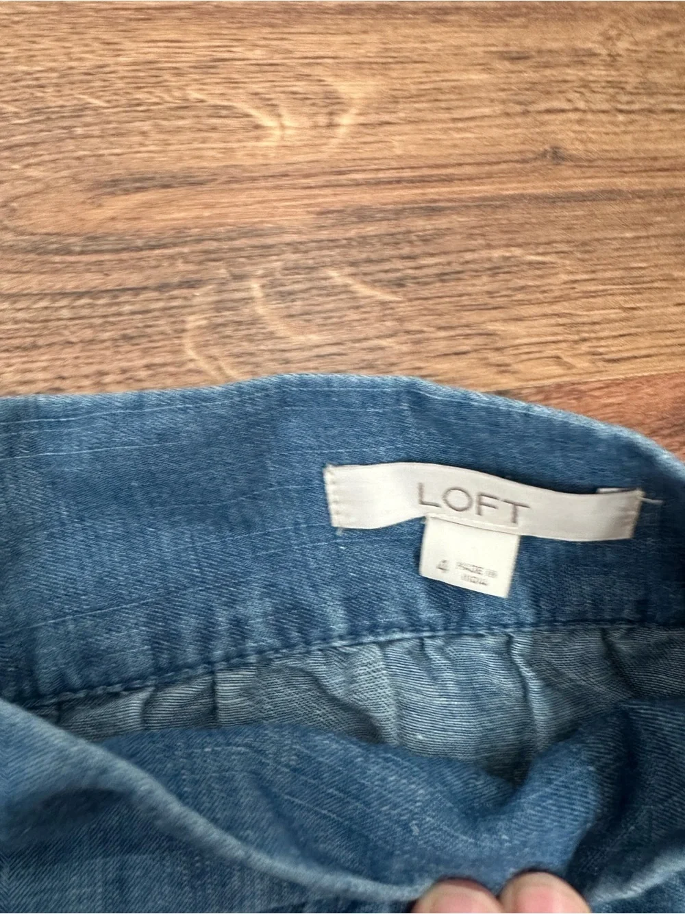 LOFT Button-Front Midi Skirt in Blue Linen blend - Picture 2 of 5
